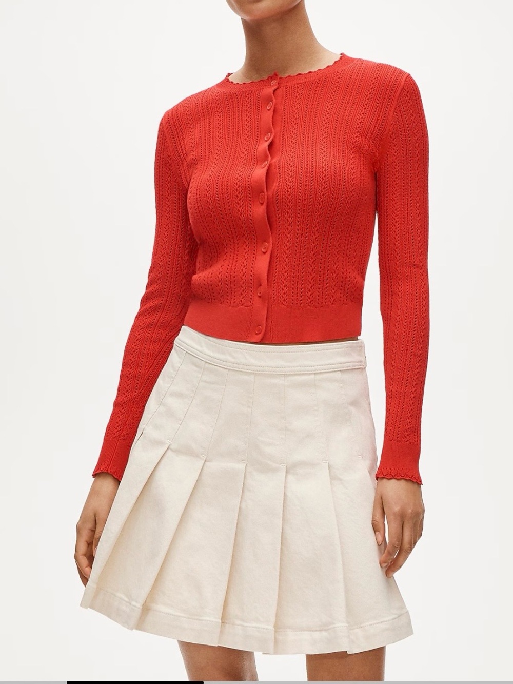 J.Crew Women's Classic Pleated Denim Mini Skirt in Cream Size 14 $128 Ecru Wash